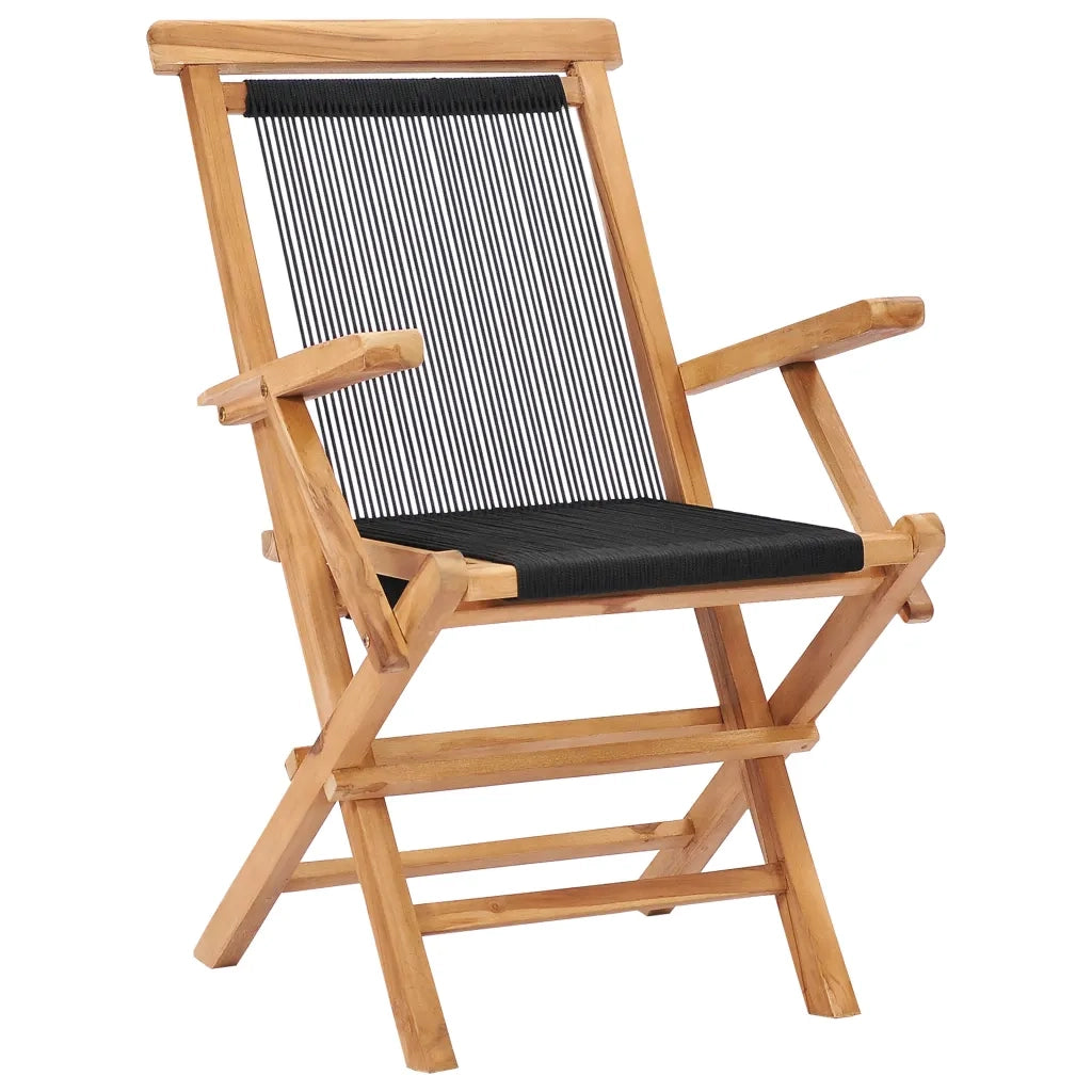 Sedie da Giardino Pieghevoli 2 pz | Sedie da Esterno Legno Massello di Teak e Corda