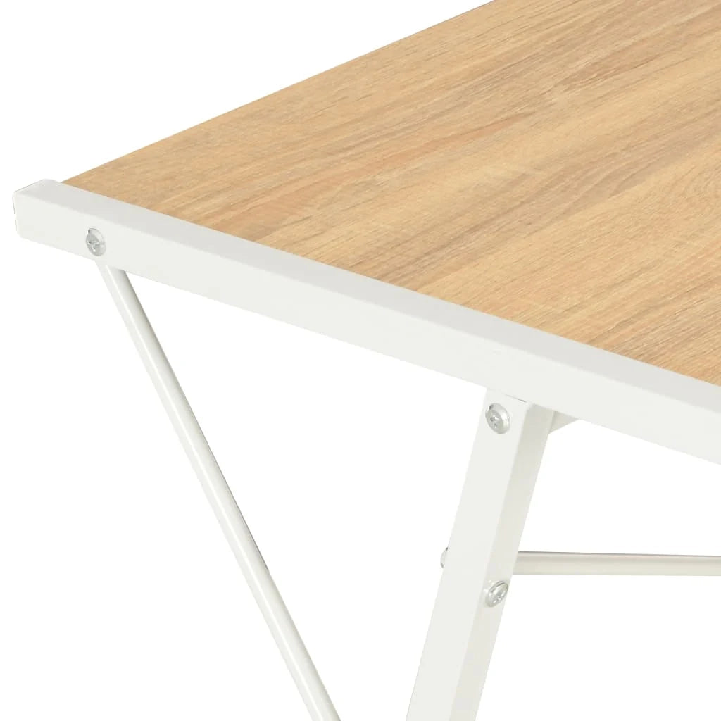 Scrivania da ufficio postazione di lavoro mobile per computer scrivania da studio con ripiano rovere 116 x 50 x 93 cm bianco 02_0023477