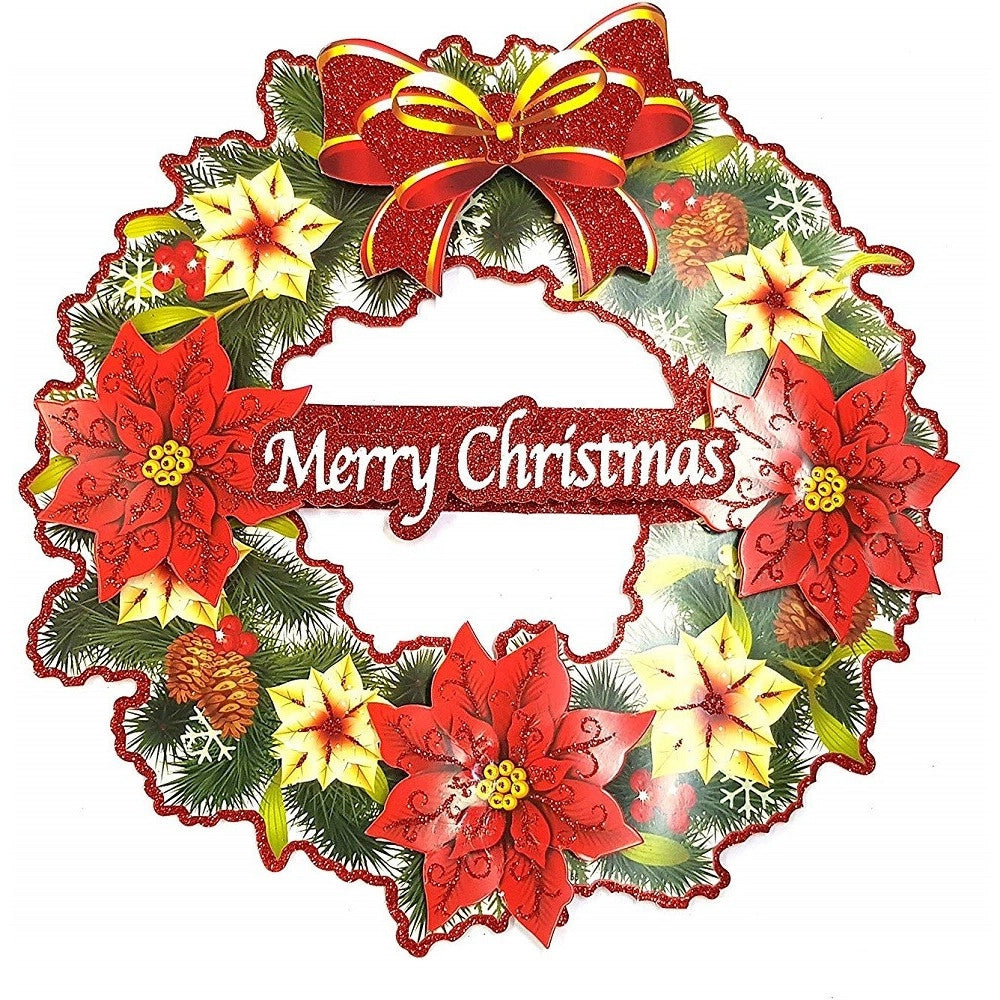 Trade Shop - Set 2pz Fuoriporta Ghirlanda Carta 3d 36cm Appendere Porta Ingresso Decorazioni Natale -