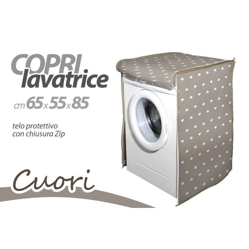 Trade Shop - Coprilavatrice Copri Lavatrice Telo Prottetivo 65x55x85cm Cerniera Cuori 736780 -