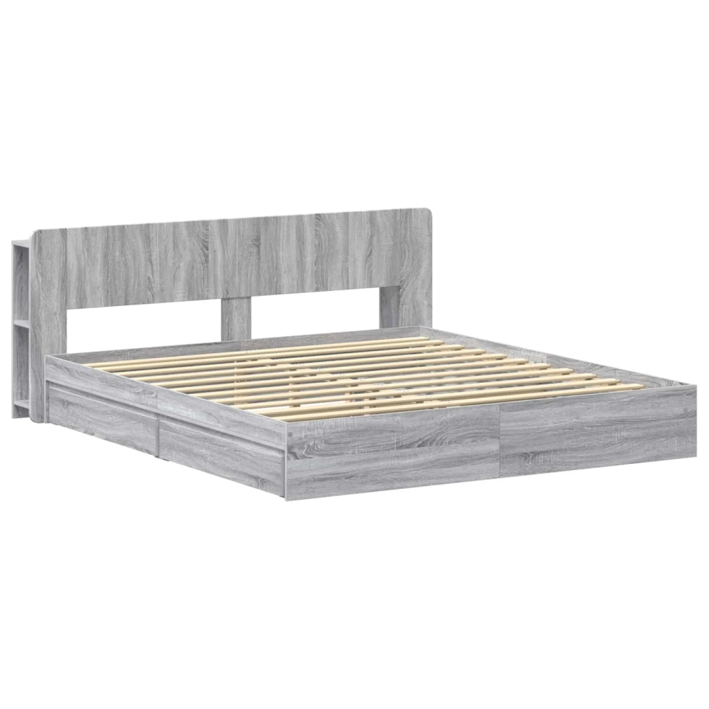 Telaio del letto con storage Sonoma grigio 180 x 200 cm