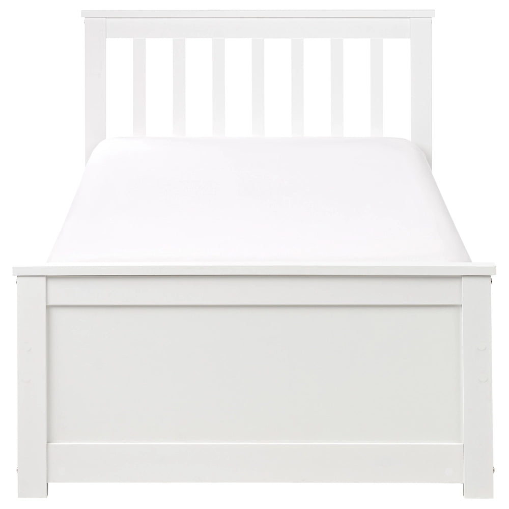 Letto singolo in legno di Pino Bianco con Rete a Doghe 90 x 200 cm stile minimalista