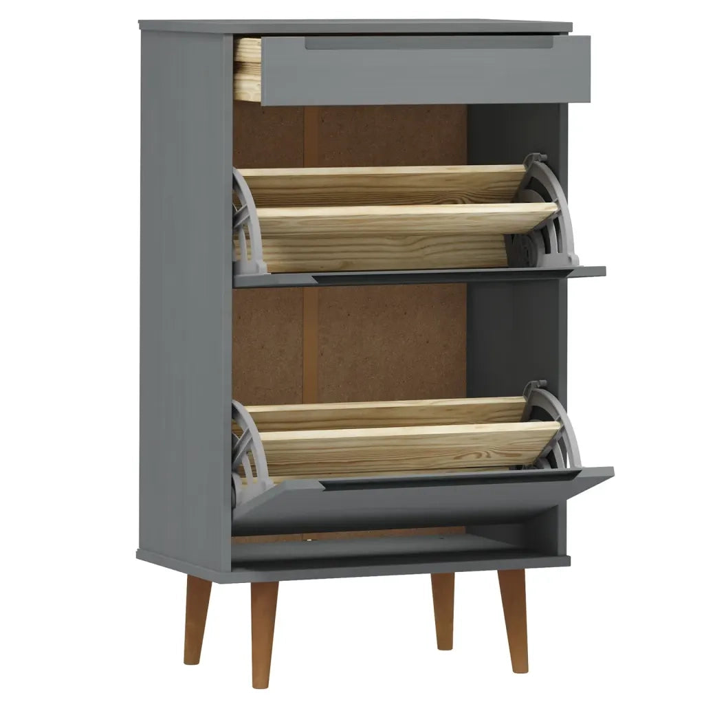 Scarpiera | Mobile per scarpe MOLDE Grigia 59,5x35x103 cm in Legno Massello di Pino