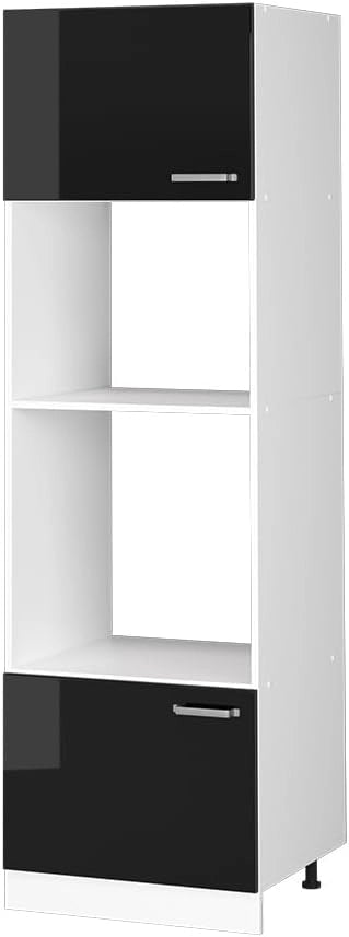 Mobile cucina microonde R-Line, Nero lucido, 60 cm, per la libera combinazione all'interno di sistemi cucina modulari