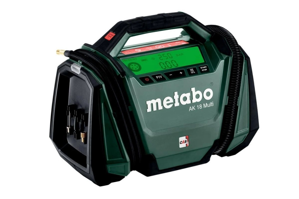 Metabo 600794850 AK 18 MULTI Compressore ad Aria 16 l-min 11 bar Batteria 18 V con Display Retroilluminato e Manometro Integrato colore Nero Verde