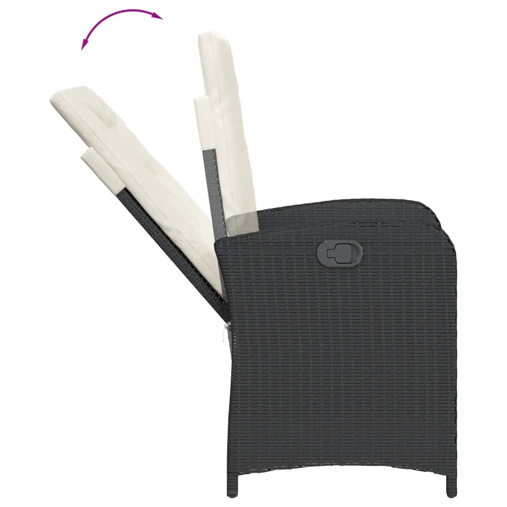 Set da Pranzo da Giardino 3 pz con Cuscini Nero in Polyrattan 3212194