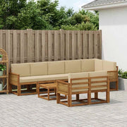 Set di divani da esterno 9 pz Naturale e Beige Poliestere 3385339