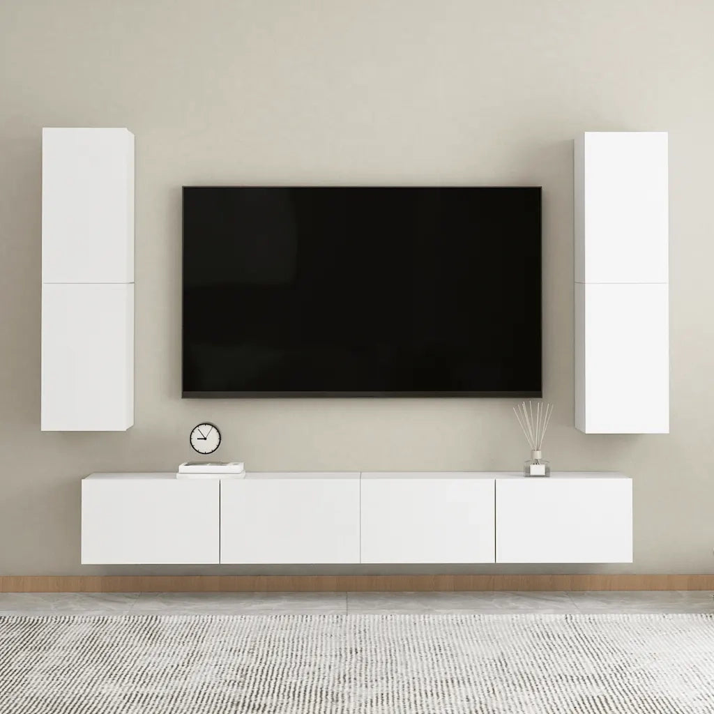 Mobile TV | Armadietto TV | Mobile Porta TV Bianco 30,5x30x110 cm in Legno Multistrato