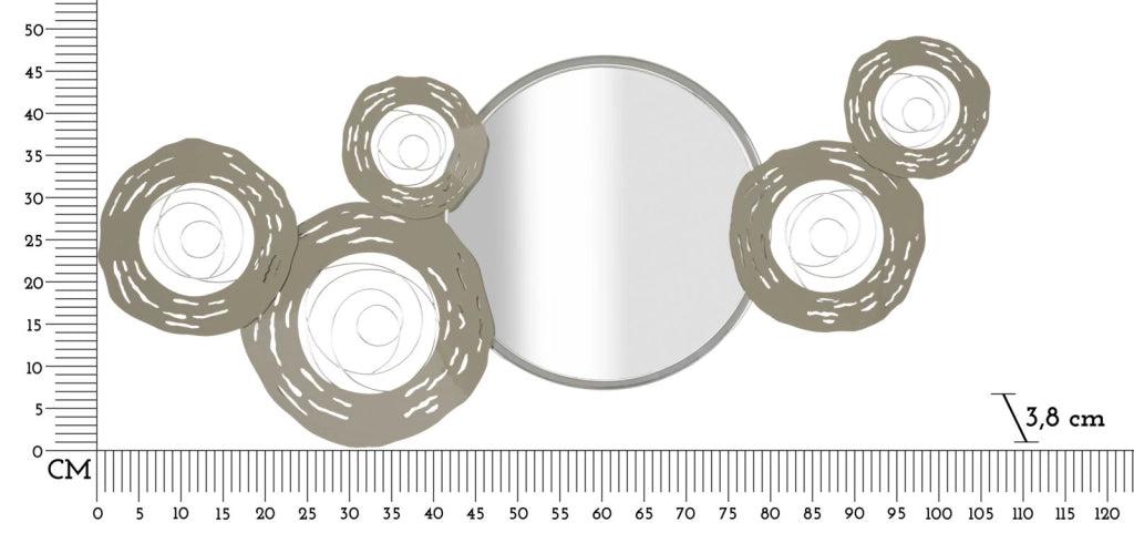 Pannello da Muro Hop con Specchio 106x3,8x48 cm in Ferro e MDF e Specchio Argento