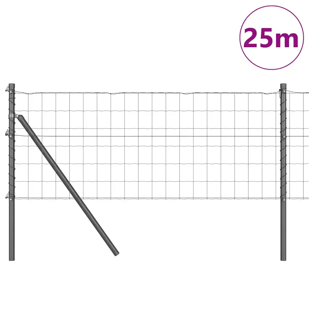 Recinzione da Giardino | Recinzione con Posto Grigio 0,6 x 25 m Acciaio e PVC