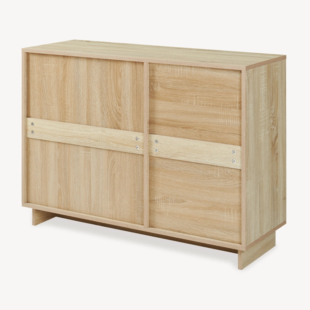 Comò Kenta con Ante e Cassetti Cassettiera Multiuso 100x35x72 cm Effetto Rovere Sonoma / Bianco [en.casa]