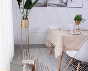 Tovaglia rettangolare stile con strisce e uncini, impermeabile e facile da pulire, 100x140 cm
