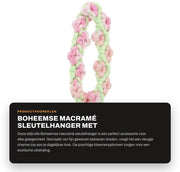 Sostegno per chiavi in stile bohemien - Sostegno per chiavi a maglia macramè - Sostegno per chiavi con fiori - Sostegno per polso per chiavi - Sostenibile - Filo di cotone - Anello per chiavi