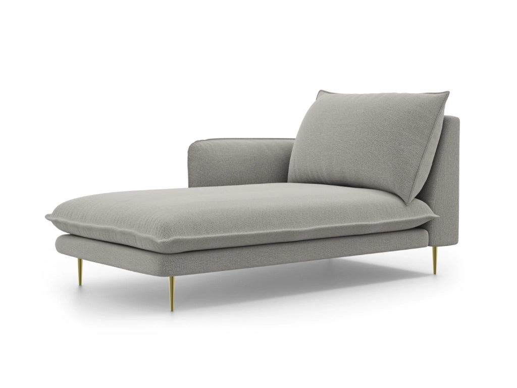 Cosmopolitan Design - Chaise longue sinistra "Vienna" in tessuto strutturato grigio chiaro 