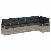 Set di divani 6 pcs Grigio chiaro polyrattan