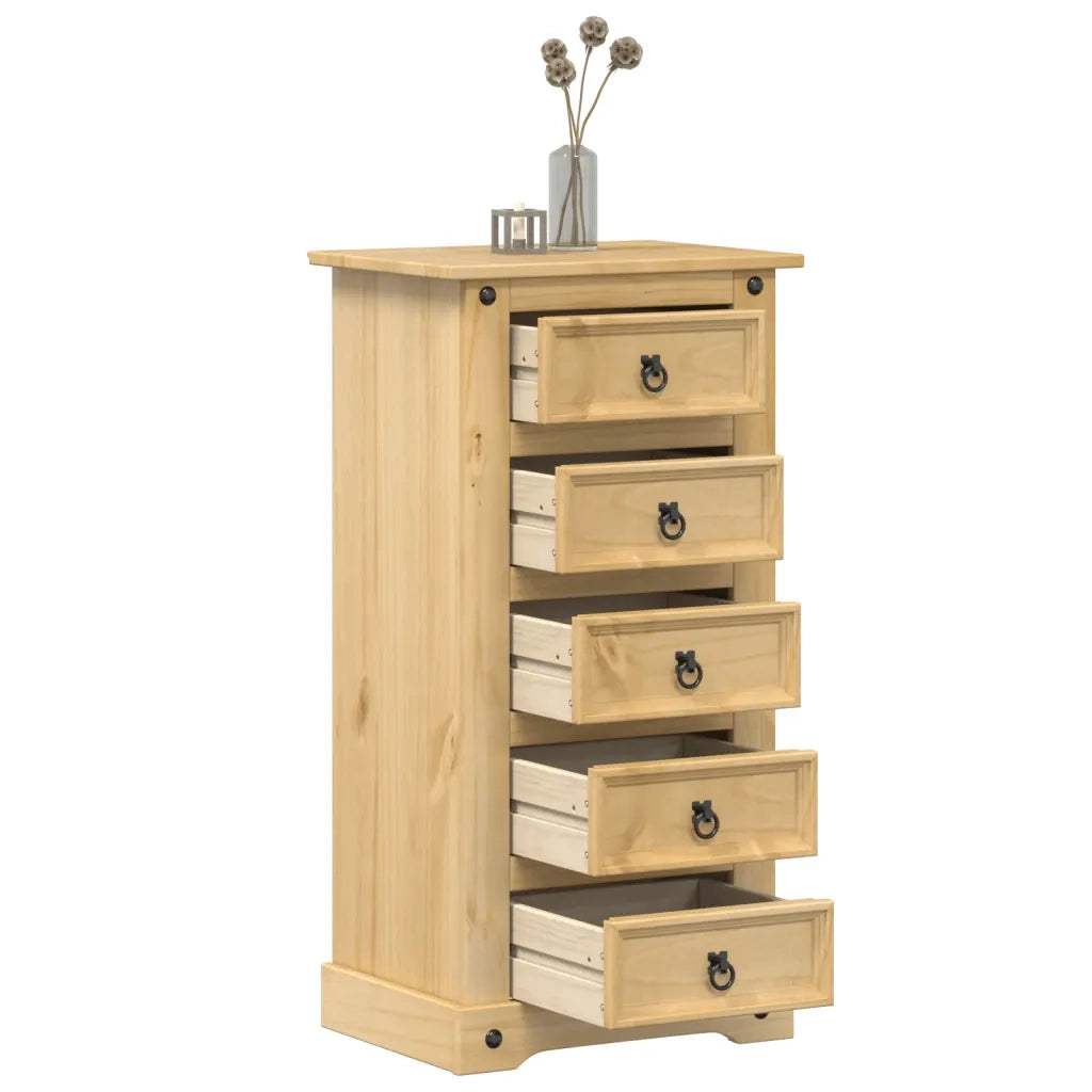 Comodino | Armadio da Notte | Mobiletto da notte Corona 53x39x103 cm in Legno Massello di Pino