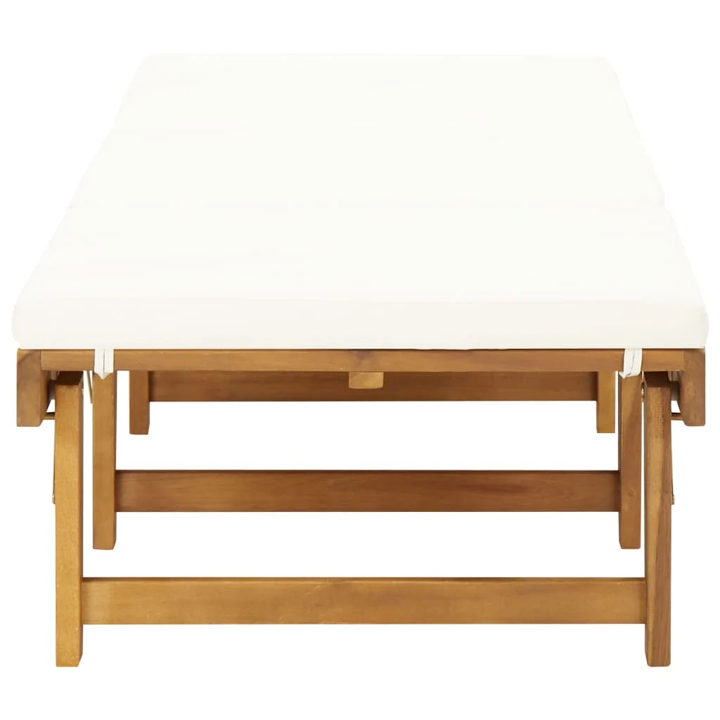 Sedia a sdraio pieghevole lettino prendisole letto da giardino mobili da giardino con cuscino legno massello di acacia 02_0012893