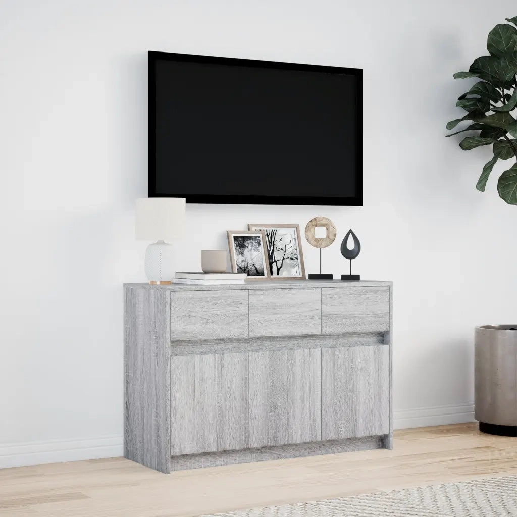 Mobile Porta TV con LED Grigio Sonoma 91x34x61 cm in Truciolato 852185