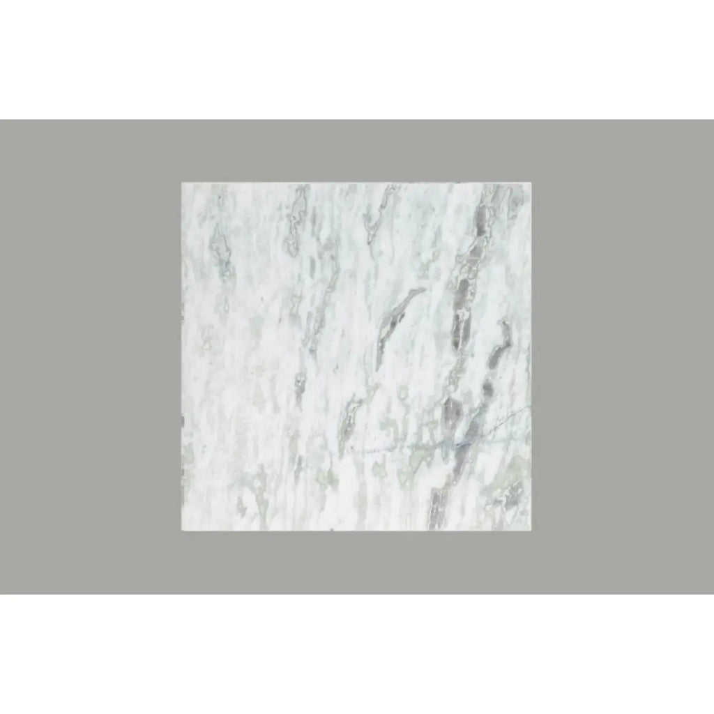 Tavolino basso VORTEX 50 cm in marmo bianco lucido con struttura in metallo nero