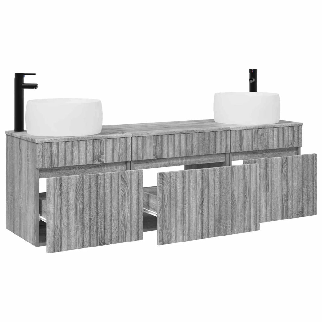 Set di Armadi da Bagno 3 pz Sonoma grigio 49 x 44,5 x 66 cm 3405773