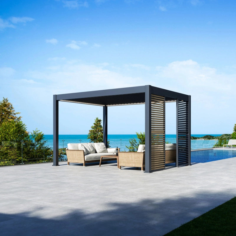 Pannello con lamelle mobili - Ombréa 1M - Antracite e legno