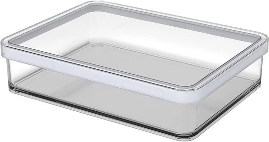Scatola di stoccaggio rettangolare - BPA libero - 1 unità - trasparente/bianco - plastica - 1l