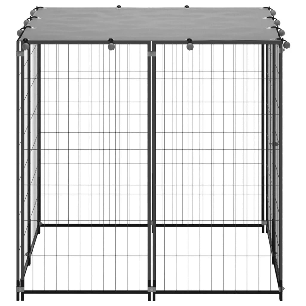 Gabbia per cani da esterno per parco animali 110 x 110 x 110 cm in acciaio nero 02_0000490