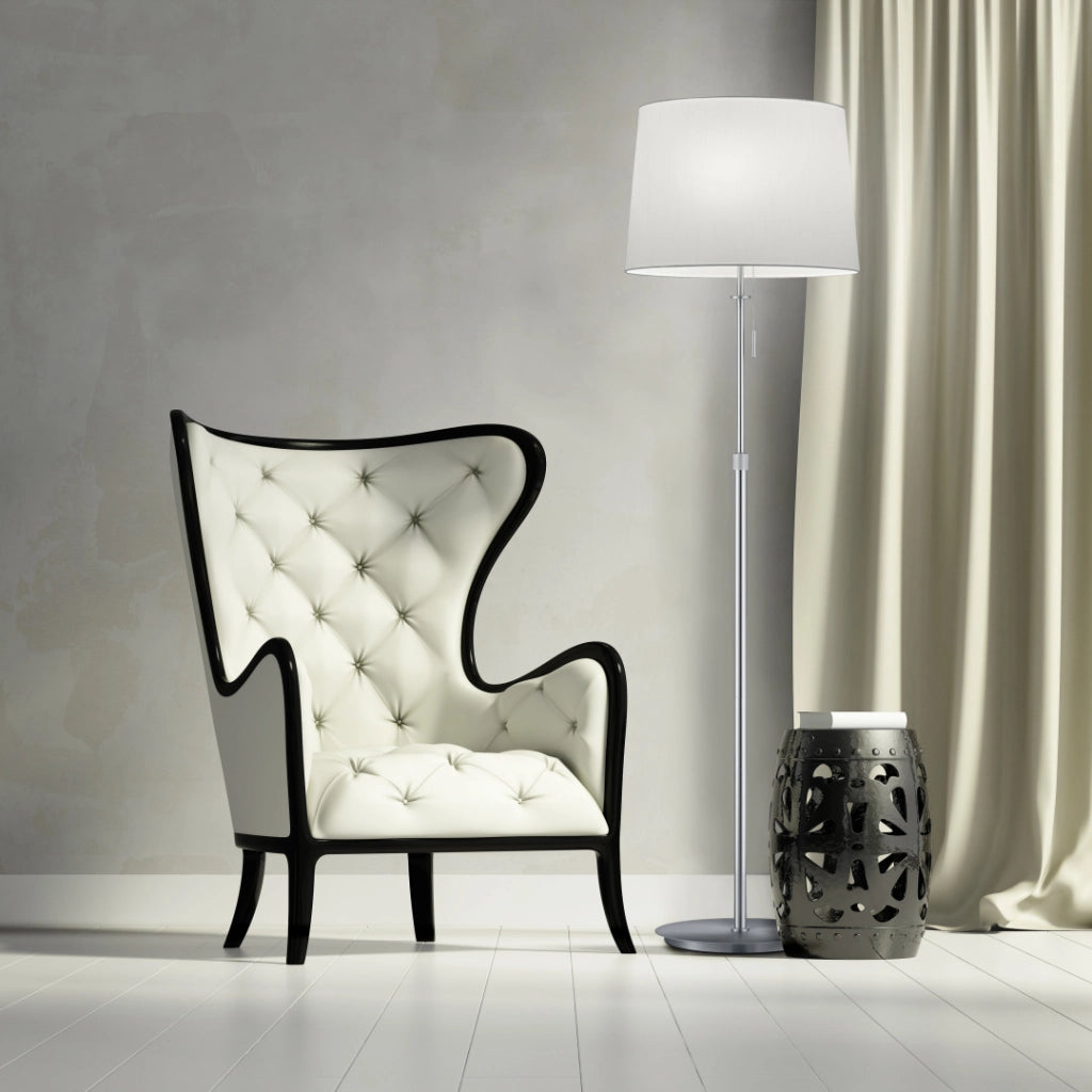 Piantana regolabile, metallo, acciaio satinato e bianco, H 140-180 cm, Lyon