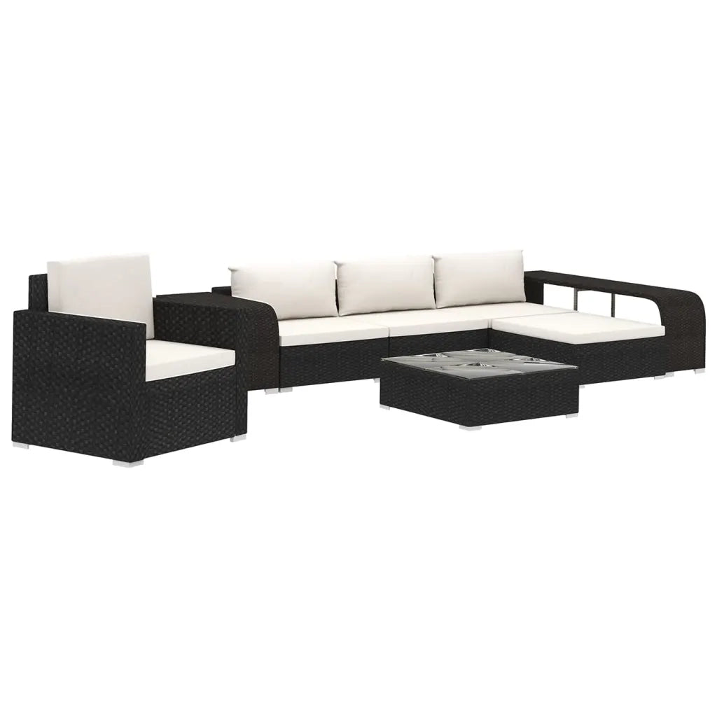 Set Divani da Giardino 8 pz con Cuscini in Polyrattan Nero 48316