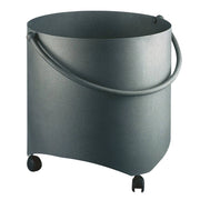 Portalegna tondo con ruote acciaio antracite h.40 d. 44 cm. Made in Italy