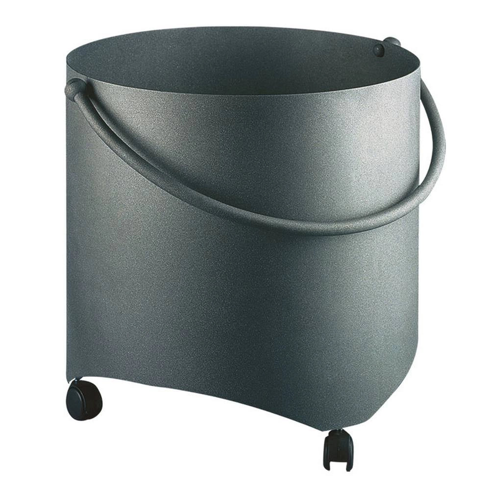 Portalegna tondo con ruote acciaio antracite h.40 d. 44 cm. Made in Italy
