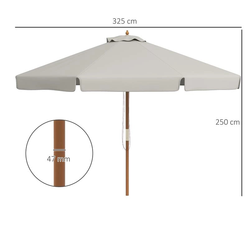 OMBRELLONE DA GIARDINO CON DOPPIO TETTUCCIO IN BAMBÙ E POLIESTERE Ø 325X250 CM GRIGIO