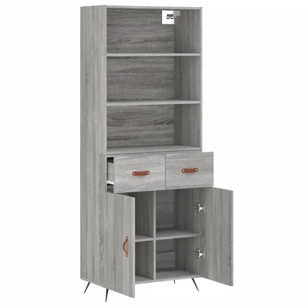 Credenza Grigio Sonoma 69,5x34x180 cm in Legno Multistrato 3200495