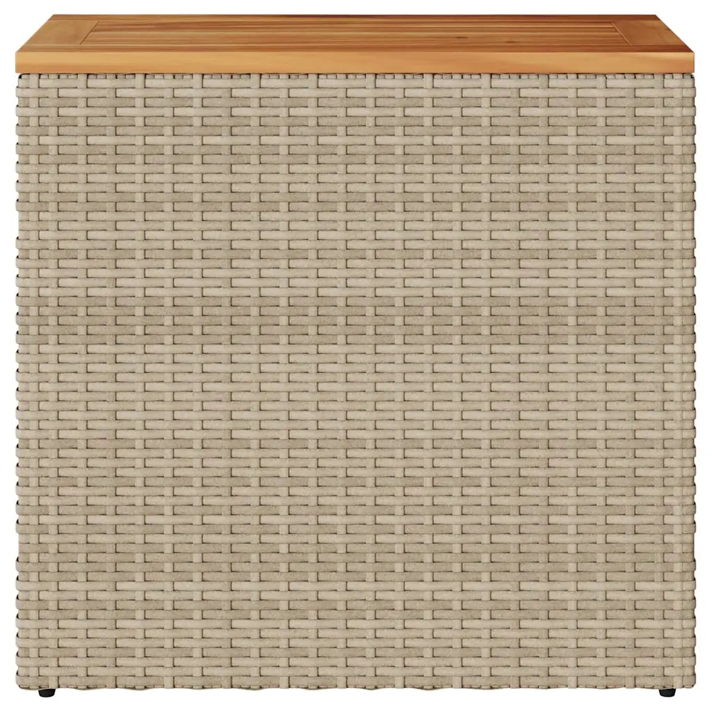 Tavolo da Giardino | Tavolino da esterno Piano in Legno Beige 58x27,5x55cm Polyrattan