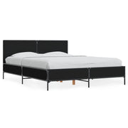 Letto matrimoniale | Letto per adulti | Giroletto Nero 140x190 cm in Legno Multistrato e Metallo