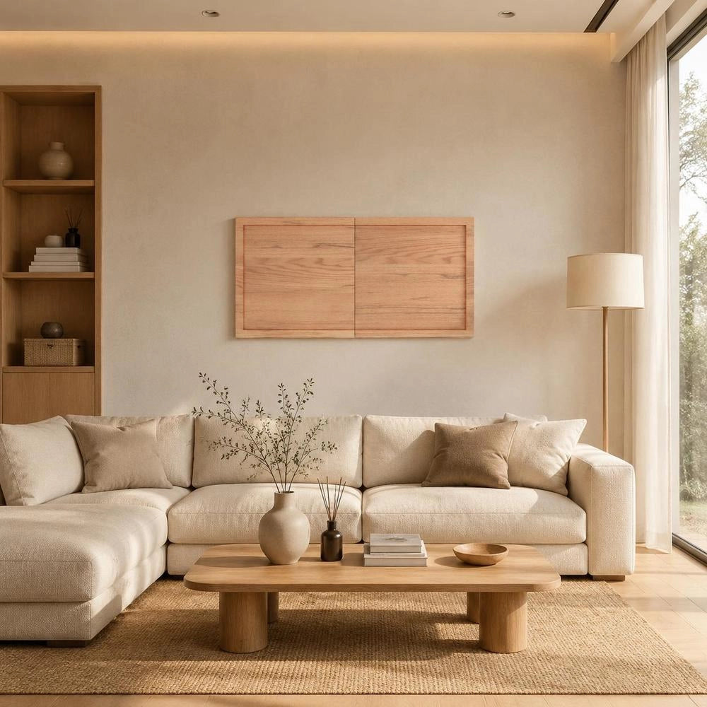 Wall Shelf, Light Brown, 120x60x(2-4) Cm, Solid Oak, Treated