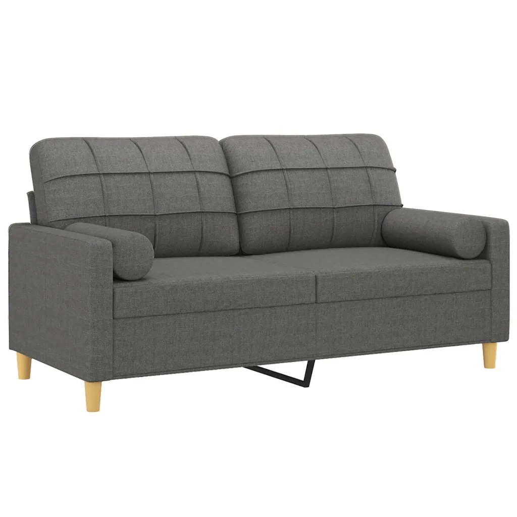 Divano a 2 Posti con Cuscini-Sofa 2 Posti con Cuscini Grigio Scuro 140 cm in Tessuto 821975