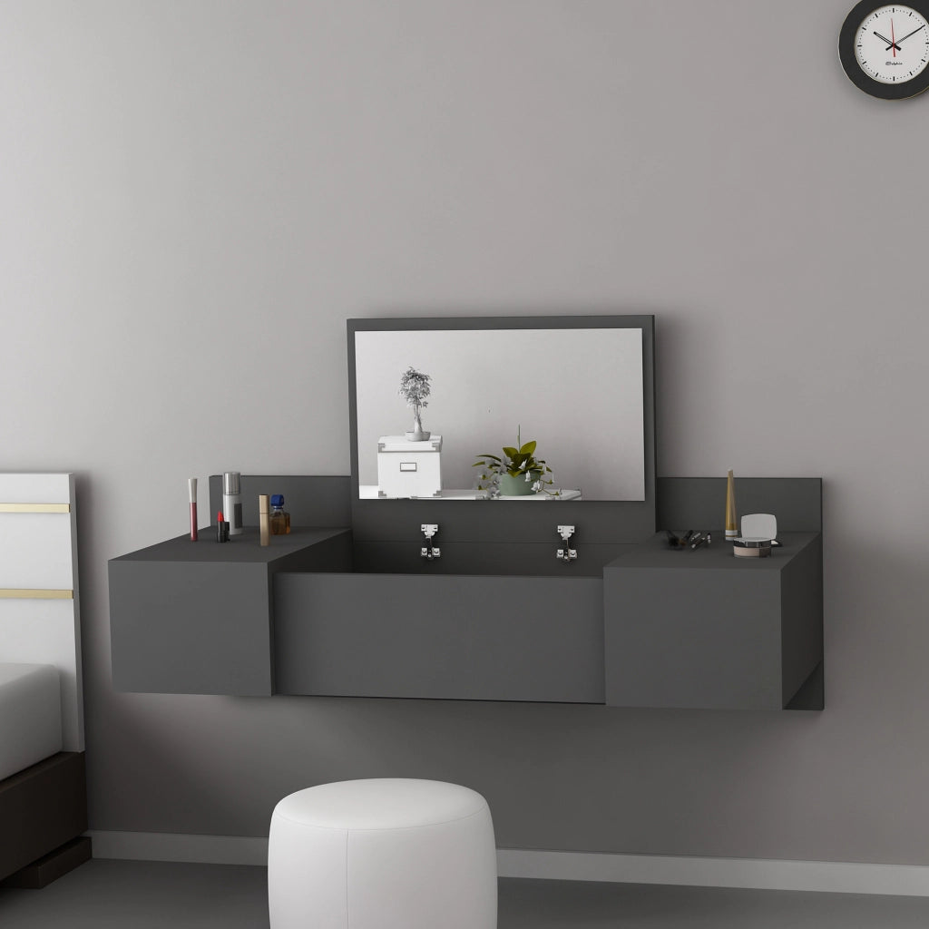 Mobile da Trucco Selci, Toeletta Specchio Incluso, 100x39x33h cm Nero