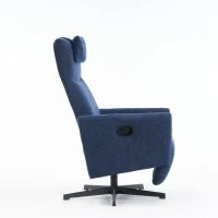 Poltrona relax reclinabile con base girevole e schienale regolabile, 67x80.5x110 cm, Blu
