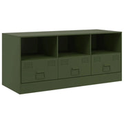 Mobile TV multimediale scaffale TV mobile TV sala da pranzo soggiorno camera da letto verde oliva 99 x 39 x 44 cm acciaio verde 02_0028273