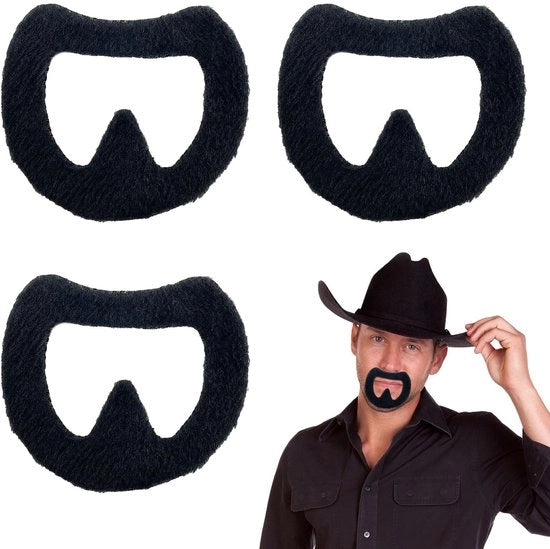Accessori per costume a forma di pelo finto in poliestere leggero - 3 pezzi - autoadesivo - realistico - nastro per naso falso
