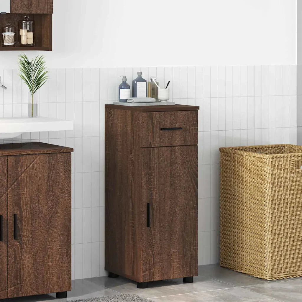 Mobile da Bagno con cassetto Rovere Marrone 30 x 35 x 80 cm 883331