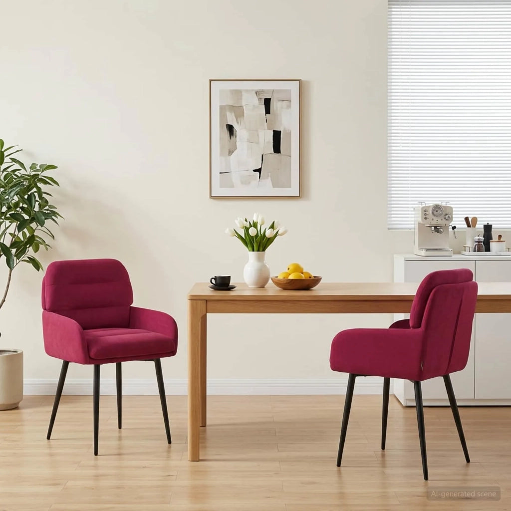 Sedie da pranzo 2 pz Velluto Rosso Vino 59 x 59,5 x 90 cm 42034311