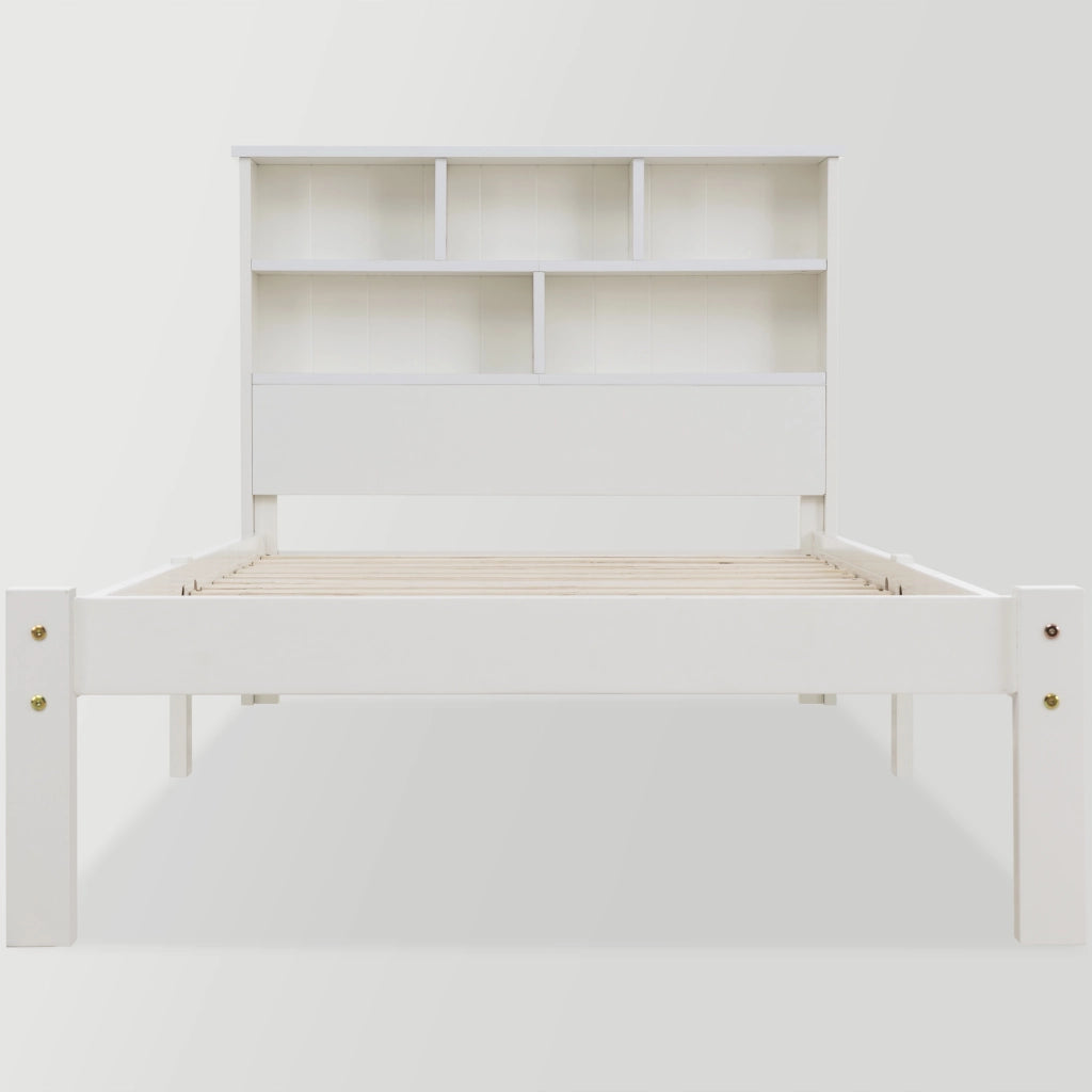 Letto a castello per bambini - Xylo - 90x200cm - Bianco - Con cassetti e scaffale per libri