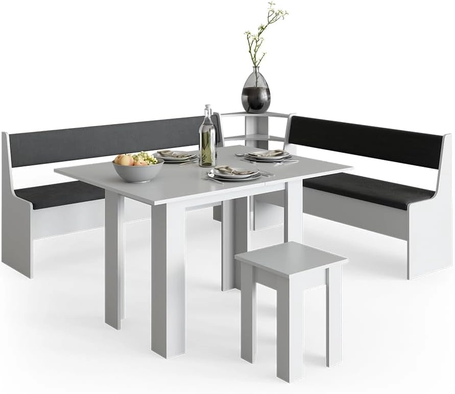 Vicco Panca ad angolo Roman, Bianco, 41.5 x 136.6 cm, adatto per soluzioni angolari salvaspazio nella zona pranzo