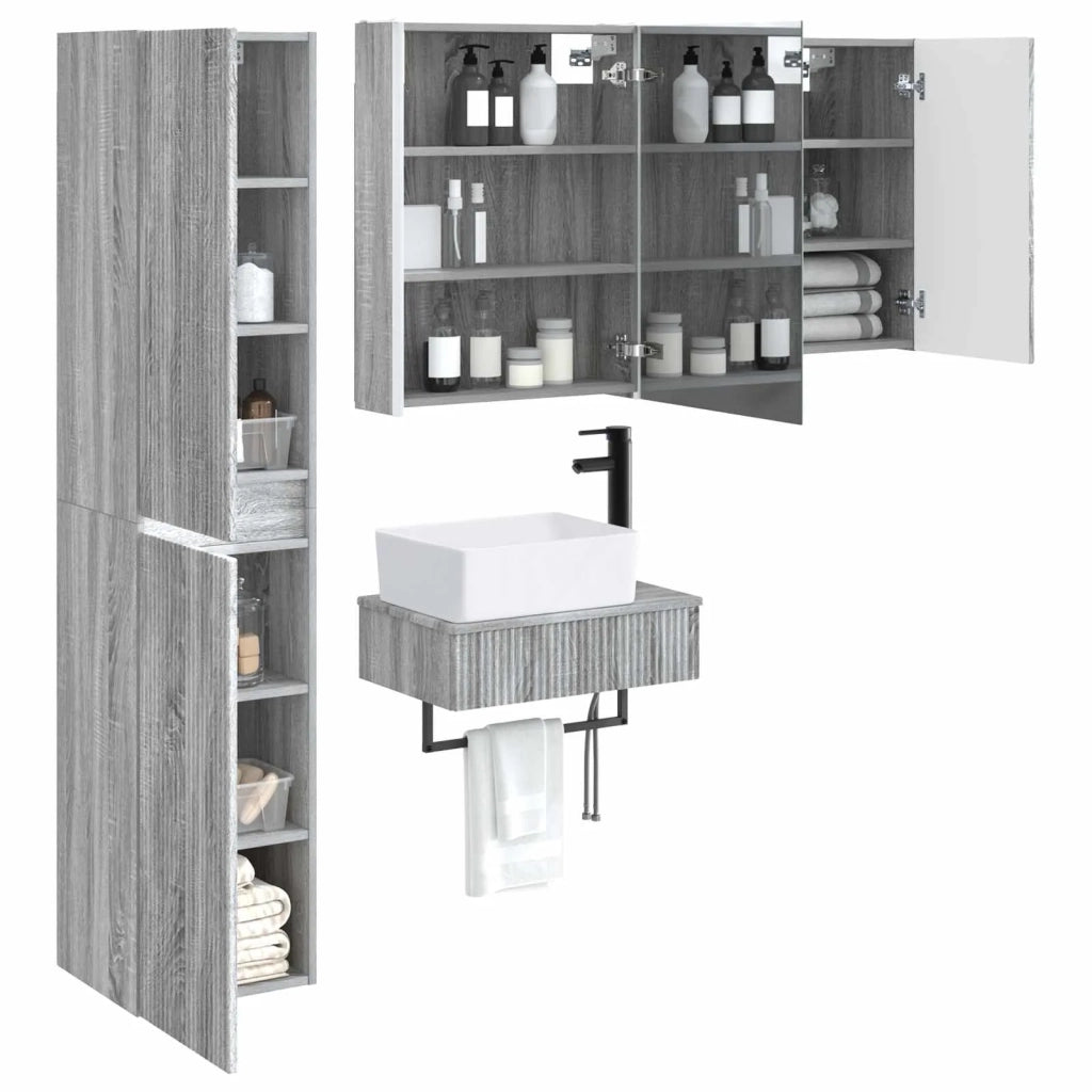Set di mobili per il bagno 5 pcs Sonoma grigio 3407284