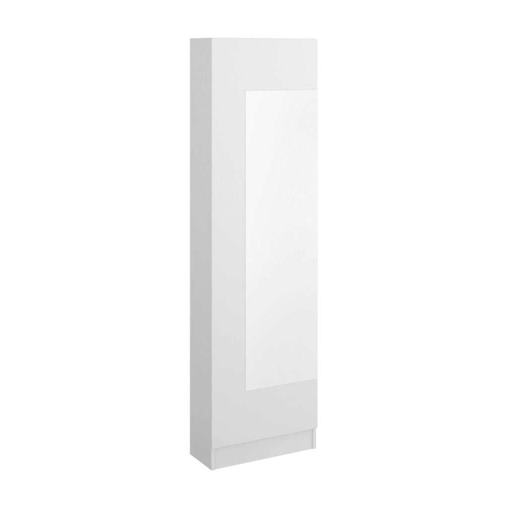 Scarpiera Arlanda, Portascarpe salvaspazio da ingresso, Mobiletto portascarpe a 1 anta a specchio, 50x27h186 cm, Bianco