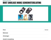 Accessori per scarpe - Chiavi per chiusura - 20 Set - Accessori per scarpe - Chiavi per chiusura - Materiale duraturo - Adatto per scarpe da trekking - Legering di alta qualità - Accessorio per scarpe