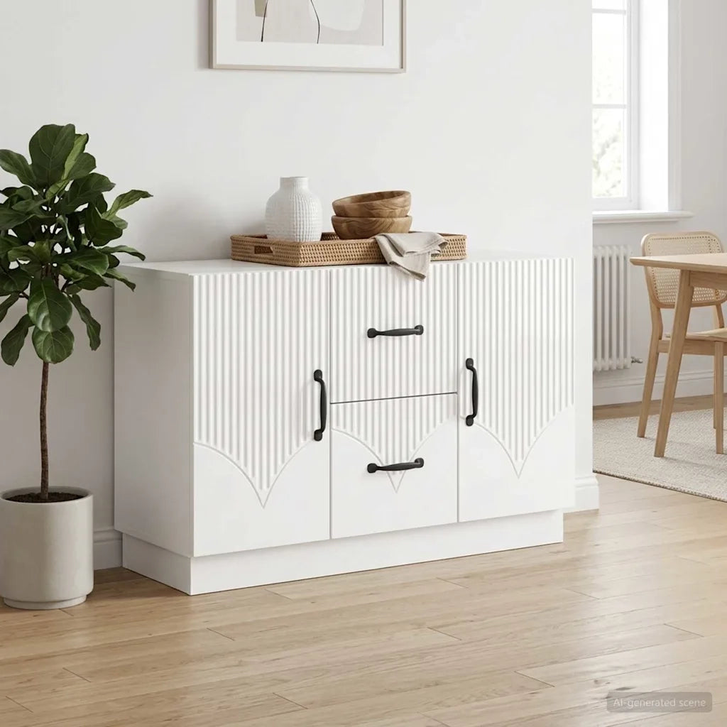 Credenza Bianco Lucido 89 x 34,5 x 57 cm Legno ingegnerizzato 895349