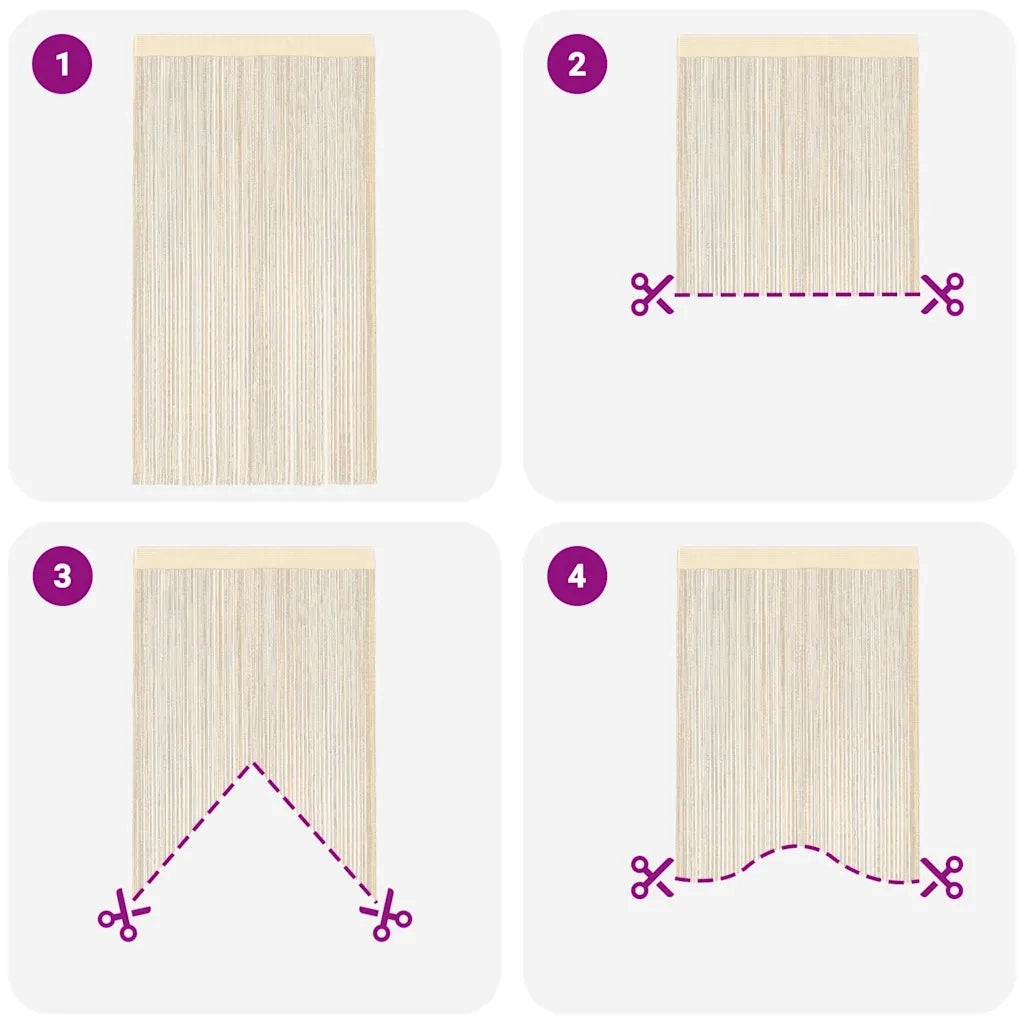 2 pz Tende a Fili 100x250 cm Crema